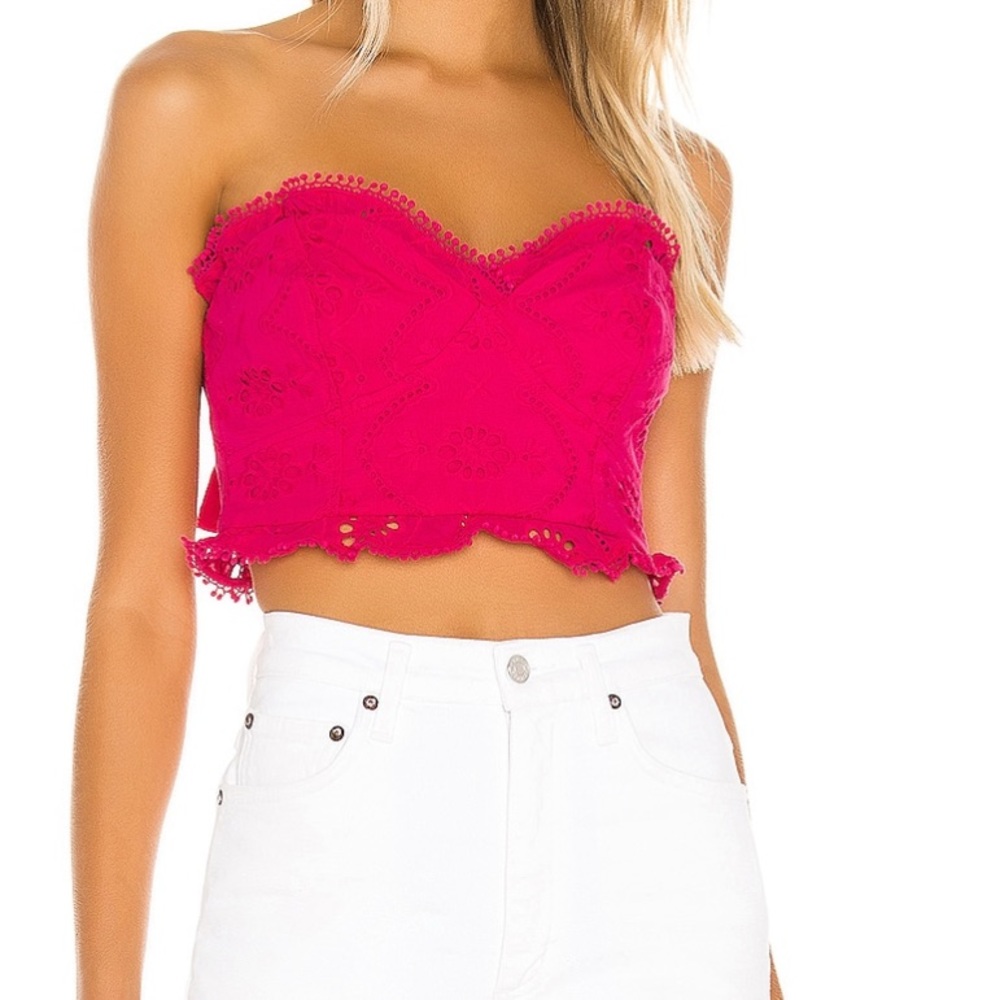 Tularosa tie back crop top in Magenta